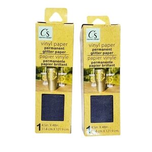 Crafter's Square Glitter Blue Vinyl Paper Permanent 4.5in X 48in Set Of Two.